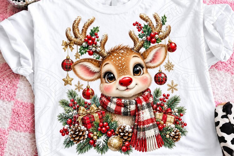 Cute Reindeer Christmas Holiday PNG example image 1
