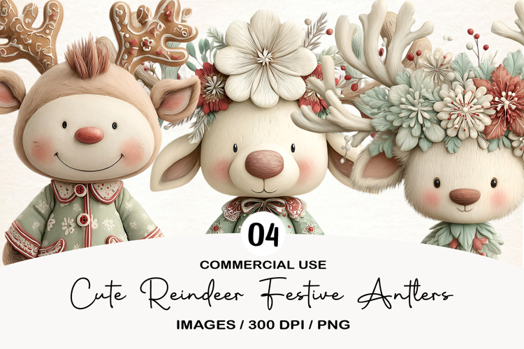 Cute Reindeer Festive Antlers PNG