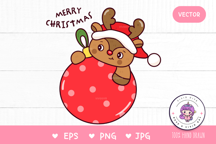 Cute Reindeer hug ball Christmas animalskawaii cliparts png