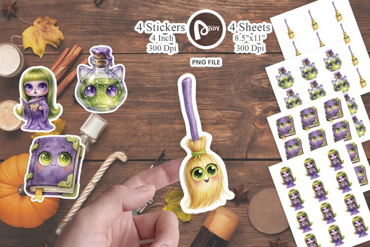 Retro Witch Apprentice Spells Sticker example image 1