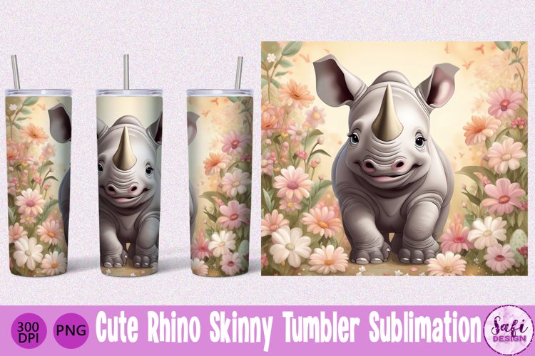 Cute Rhino Skinny Tumbler Sublimation