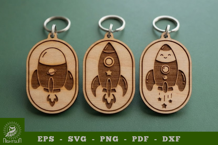Cute Rocket Lasercut Keychain