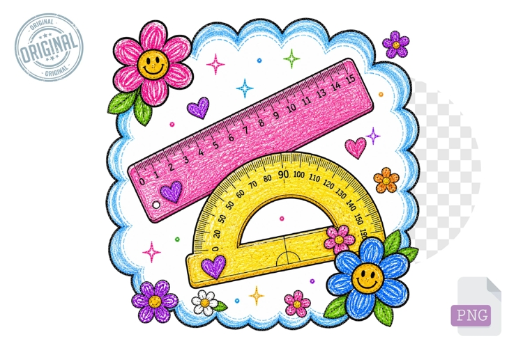 Cute Ruler and Protractor Clipart PNG for Math Class