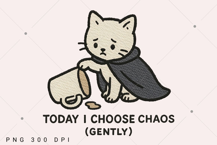 Cute Sad Cat PNG, Funny Cat PNG, Today I Choose Chaos Gently