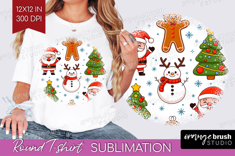Cute Santa Xmas Round Tshirt Background Christmas PNG