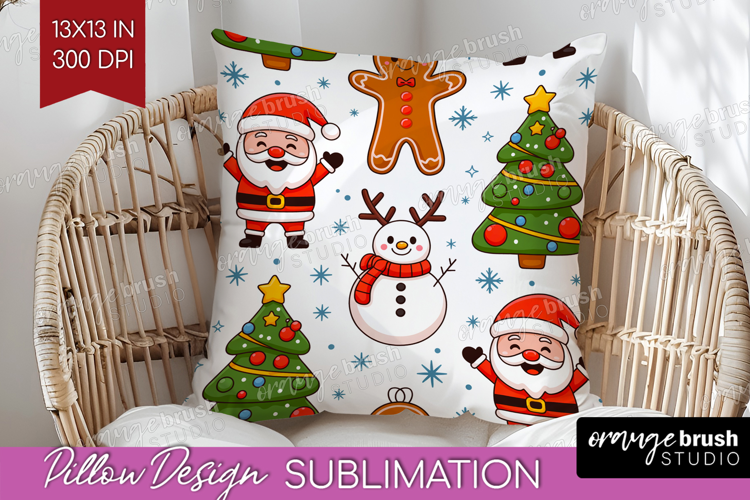 Cute Santa Xmas Pillow Sublimation Christmas Pillow Cover