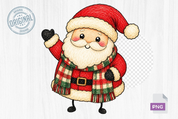 Cute Santa Claus Christmas Doodle PNG Clipart Printable Art