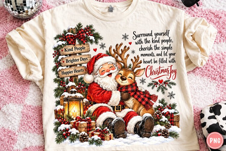 Santa & Reindeer Inspirational Quote PNG example image 1