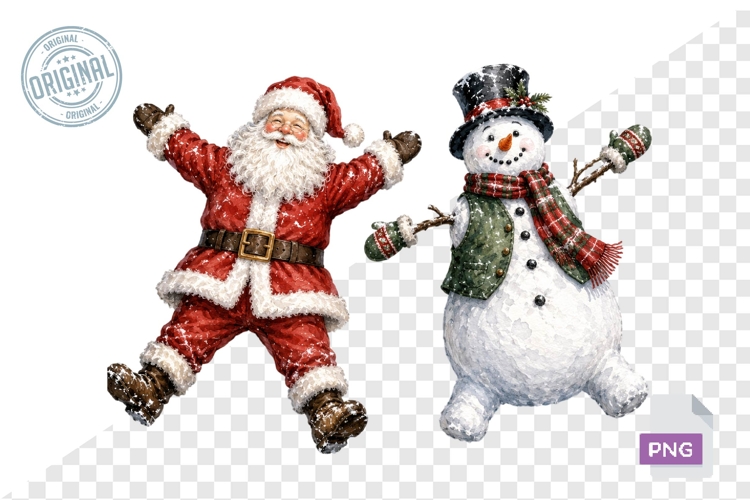Cute Santa Snowman Christmas Clipart