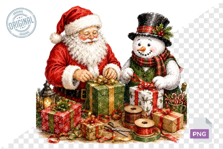 Cute Santa Snowman Christmas Clipart