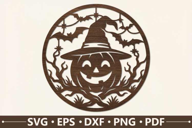 Cute Scarecrow Halloween Round SVG Design
