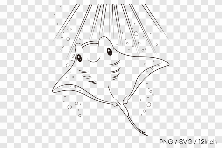 Stingray under water rays outline SVG summer clipart illust