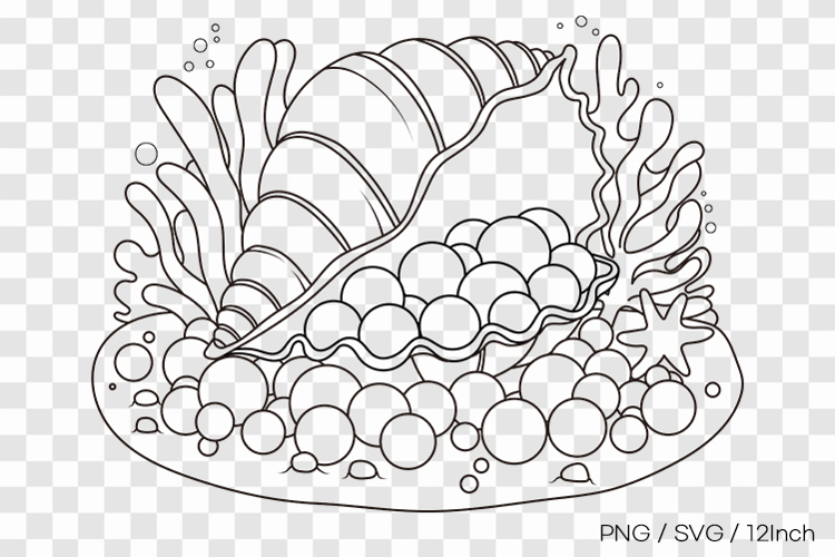 Giant clam with multiple pearl SVG summer clipart illust PNG