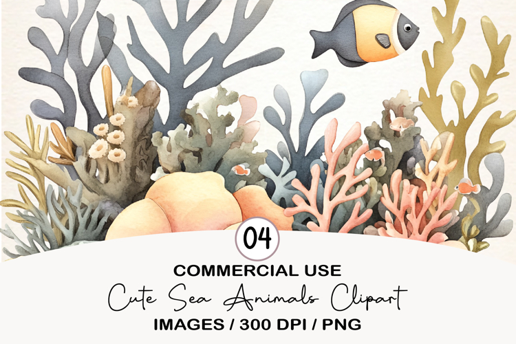 Cute Sea Animals Clipart PNG