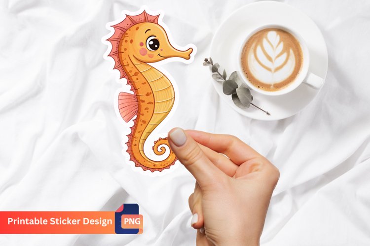 Cute Seahorse Sticker, Ocean Animal Sticker, Nautical Sea