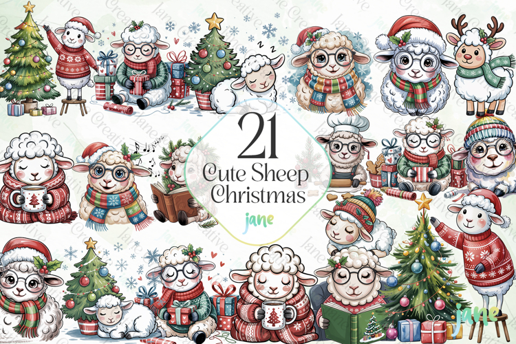 Cute Sheep Christmas Sublimation