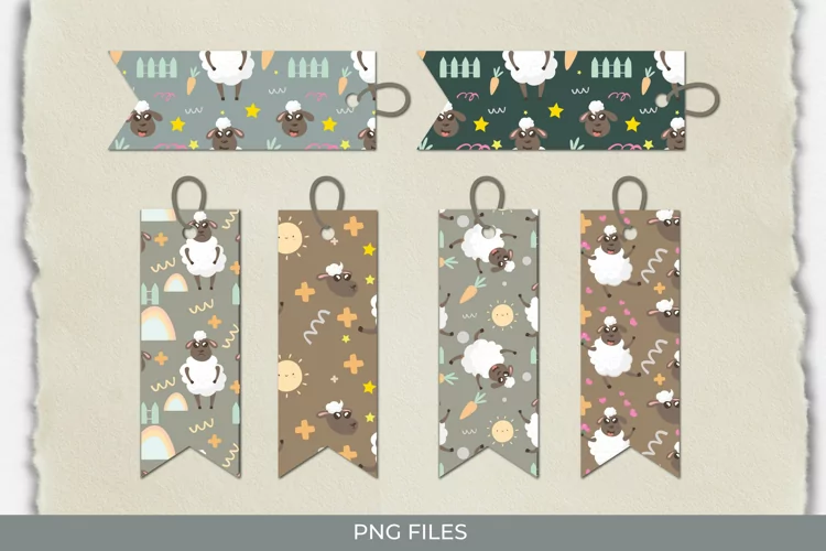Cute Sheep Seamless Pattern Tags