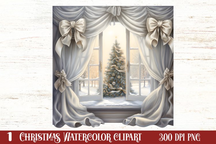 Cute Silver Christmas Watercolor Clipart, Christmas SVG