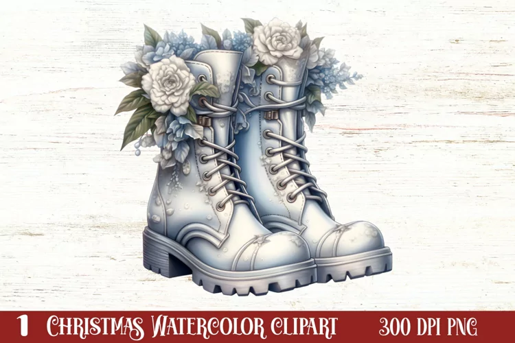 Cute Silver Christmas Watercolor Clipart, Christmas SVG