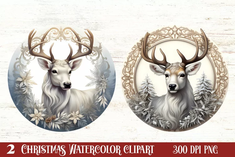 Cute Silver Christmas Watercolor Clipart, Christmas SVG