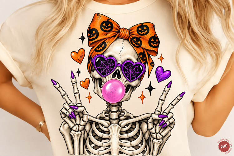 Cute Skeleton Halloween PNG