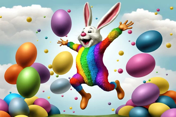 Easter bunny. Easter card. Easter eggs