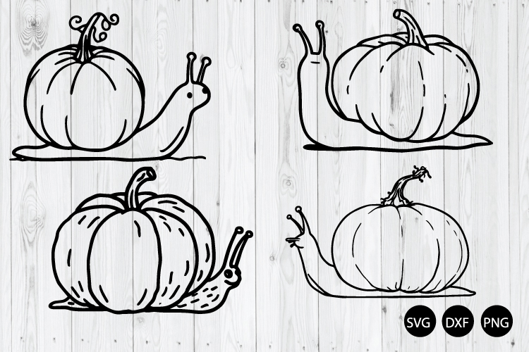 Cute Snails Pumpkin SVG, Doodle Snails SVG, Autumn SVG