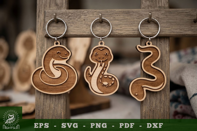 Cute Snake Lasercut Keychain