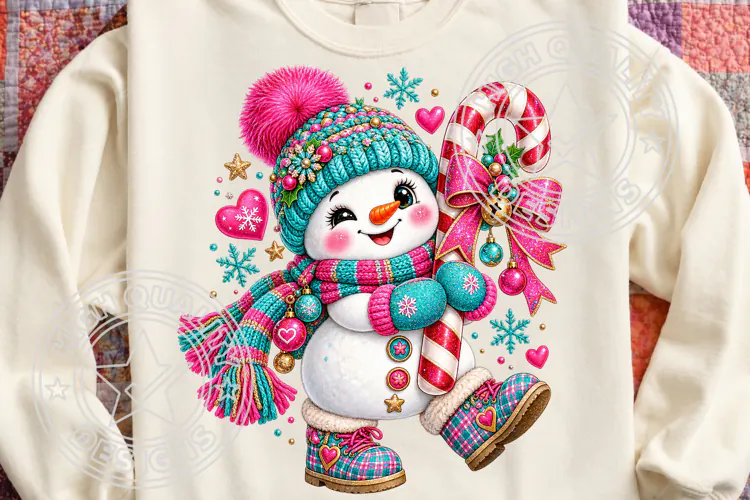 Cute Snowman Candy Cane , Christmas Sublimation
