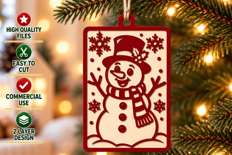 Cute Snowman Christmas Ornament SVG example image 1