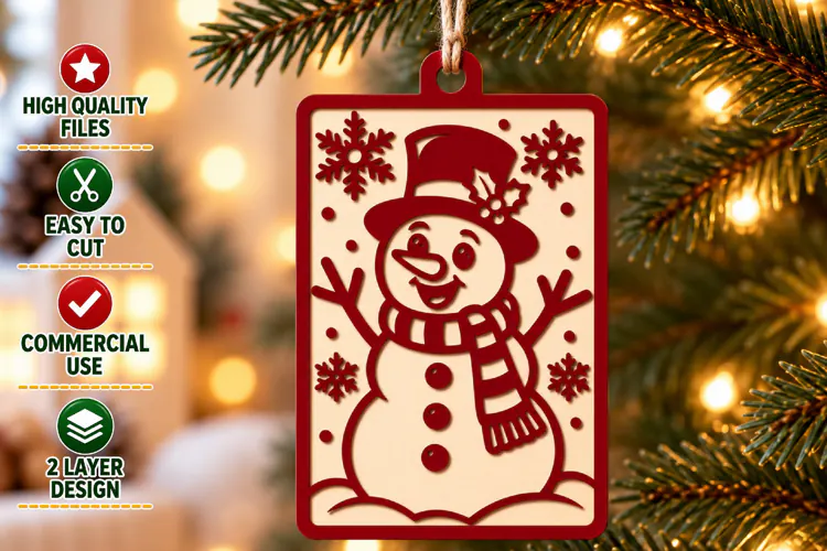 Cute Snowman Christmas Ornament SVG