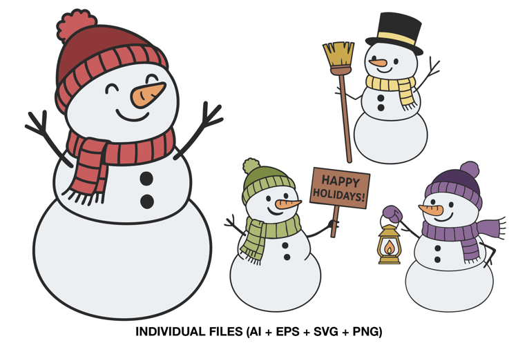 Christmas Snowman Cardmaking Clipart, Holiday Card Designs