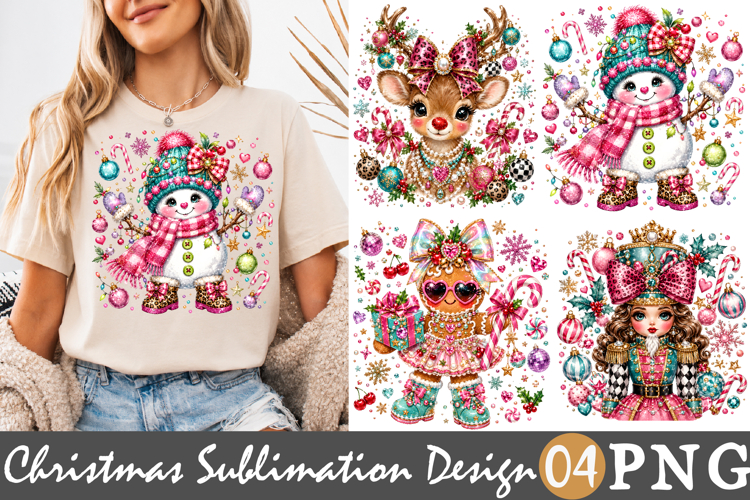 Pink Christmas Sublimation PNG, Cute Holiday Design