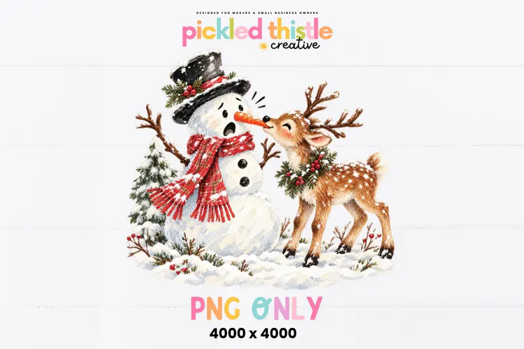 Snowman and Reindeer Christmas PNG, Funny Snowman PNG