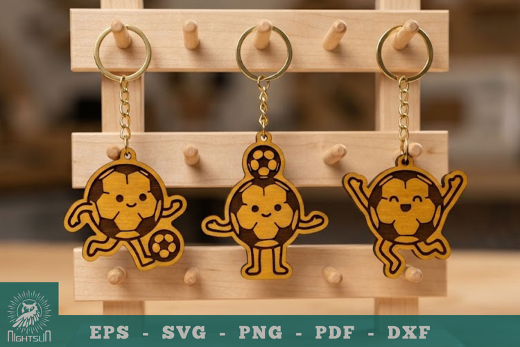 Cute Soccer ball Lasercut Keychain