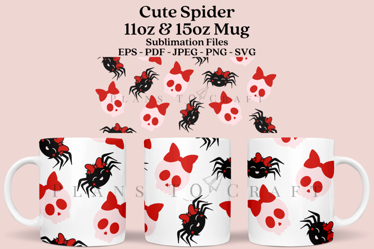 Cute Spider Halloween 11&15oz Mug Sublimation Wrap