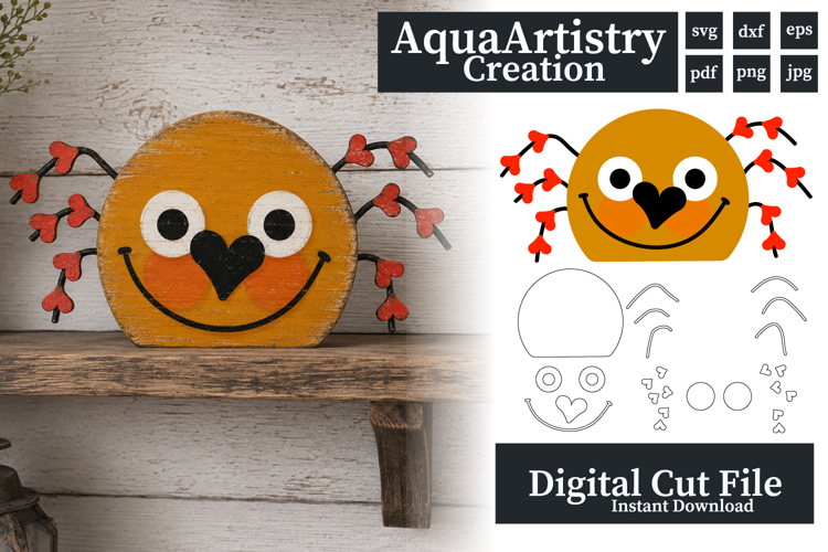 Cute Halloween Spider Decoration Laser Cut SVG