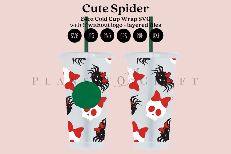 Cute Spider Halloween 24oz Cold Cup Tumbler Wrap SVG