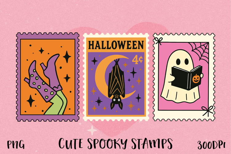 Cute Spooky Halloween Postage Stamp PNG | Sublimation