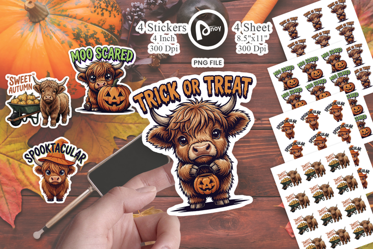 Spooky Halloween Bovine Cow Sticker