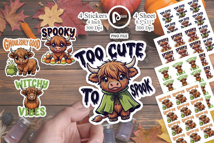 Spooky Halloween Bovine Cow Sticker example image 1