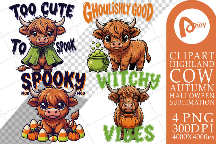 Spooky Halloween Bovine Sublimation example image 1