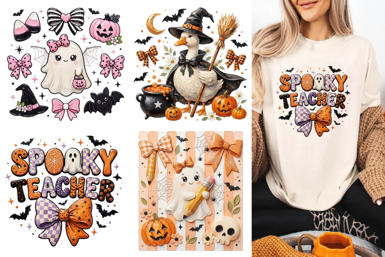 Cute Spooky Teacher Halloween PNG