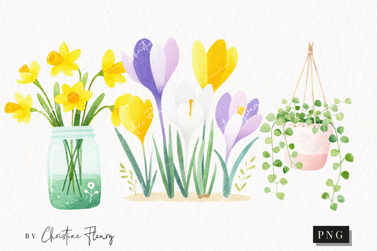 Watercolor Cute Spring Clipart | Spring PNG