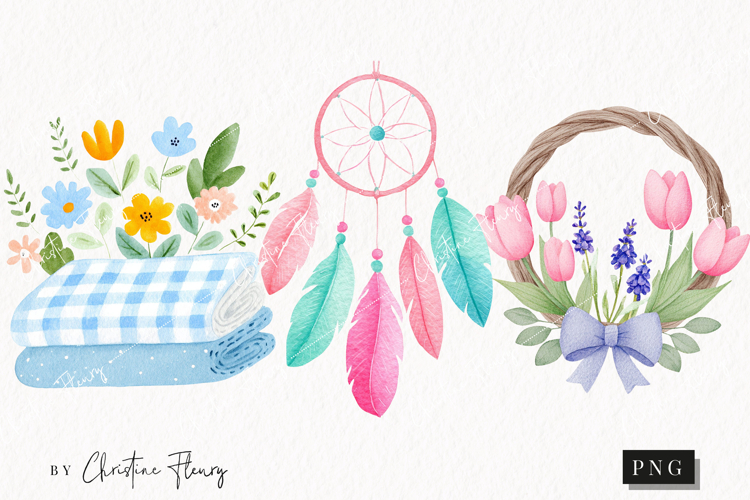 Watercolor Cute Spring Clipart | Spring PNG