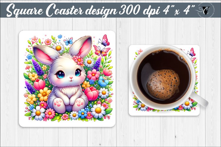 Square Coaster | Easter Rabbit
