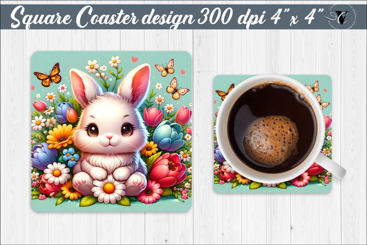 Square Coaster | Easter Rabbit