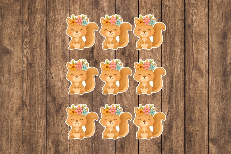Cute Squirrel Printable Stickers - PNG Sticker Sheet