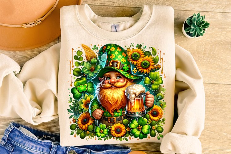 St Patricks Day Gnome PNG, Lucky Day PNG, Shamrock PNG