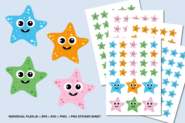Starfish Stickers for Kids Crafts | Cute Ocean Stickers
